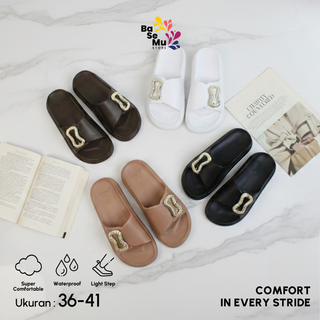 Sandal Polos Wanita Karet Jelly Slipper Casual Nyaman untuk Harian 851-A