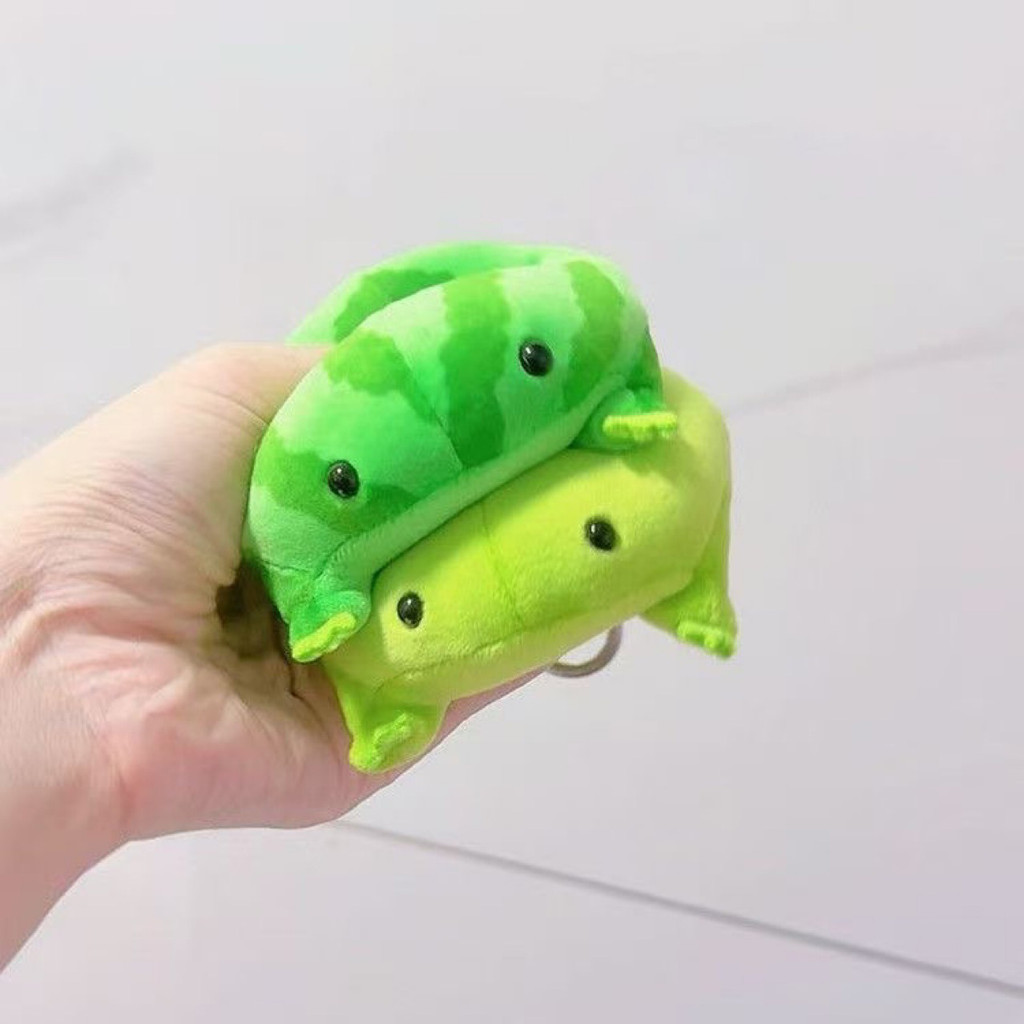 Cartoon Anime Green Watermelon Frog Plush Toy Cute Decompress Animals Fluffy Frog Figurine Soft Frog