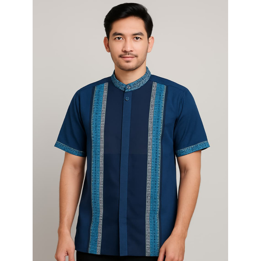 SURABAYAOS17 (BONUS DUS) MOERBA Baju Koko Pria Lengan Pendek Terbaru Bahan Songket Warna Halus Dingi