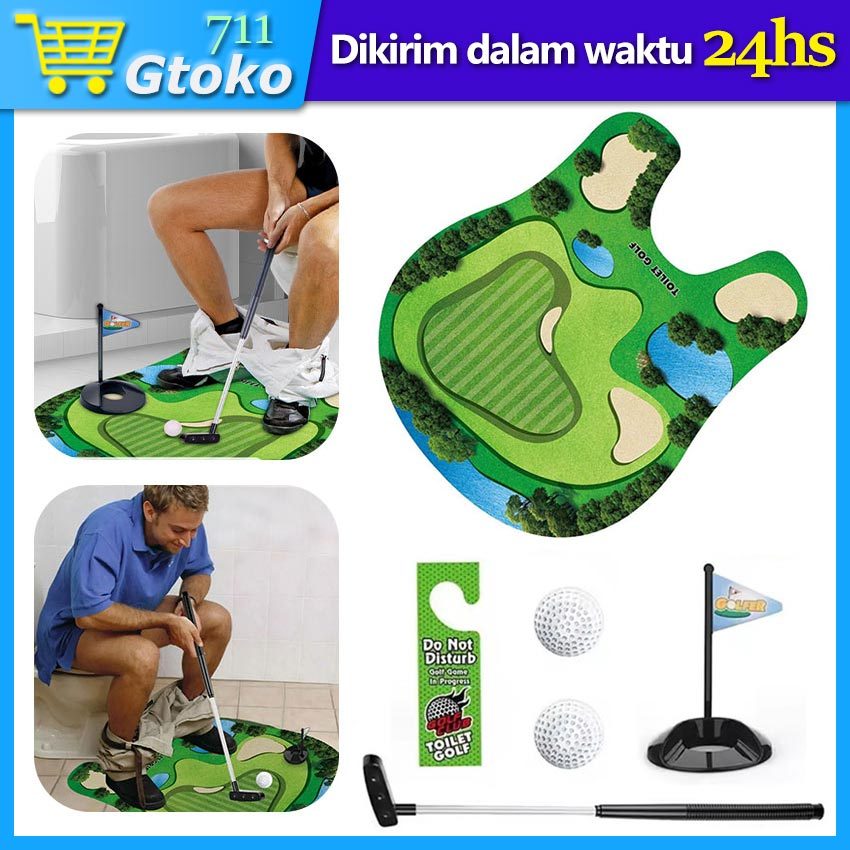 Mainan Golf Mat Untuk Toilet Closet Duduk Kloset Mini Golf Funny Game Lengkap