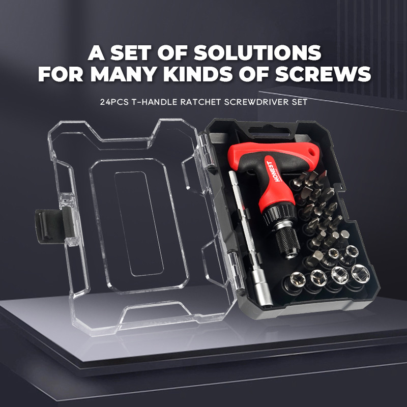 24 in 1 T-Handle Ratet Screwdriver Socket Set Household Multifunctional Combined Magnetic ScrewDrive