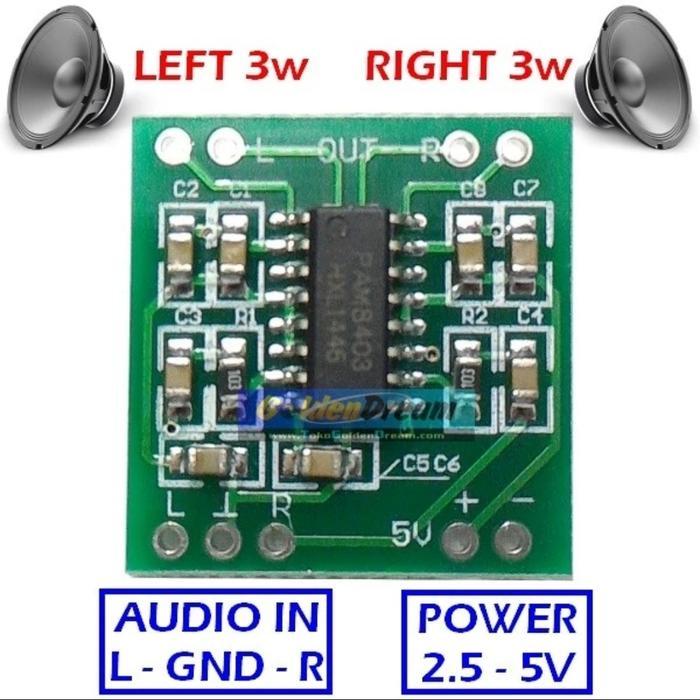 POWER MINI AMPLI AMPLIFIER SUARA MUSIK MUZIK BOK BOX 3w 3watt 3 watt w 2.5v 3v 5v stereo buat kit mo