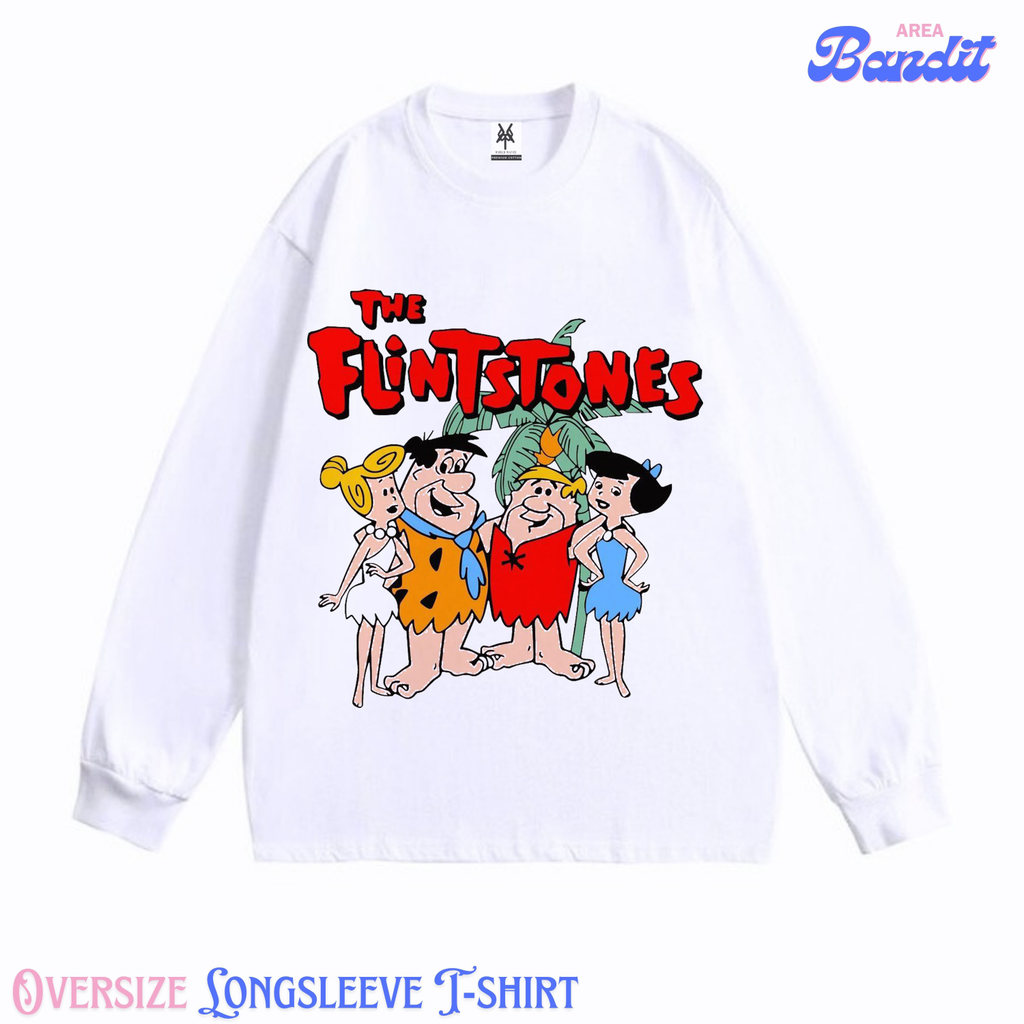 BANDITAREA "the flintstones cartoon" Oversize Longsleeve T-shirt Vintage tee