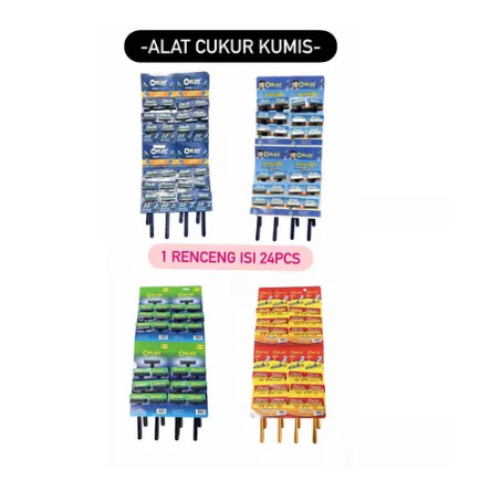Cukuran 1 Renceng Renteng isi 24 Pcs Grosir Alat Potong Manual Set Pisau Stainless Steel Cukur Kumis