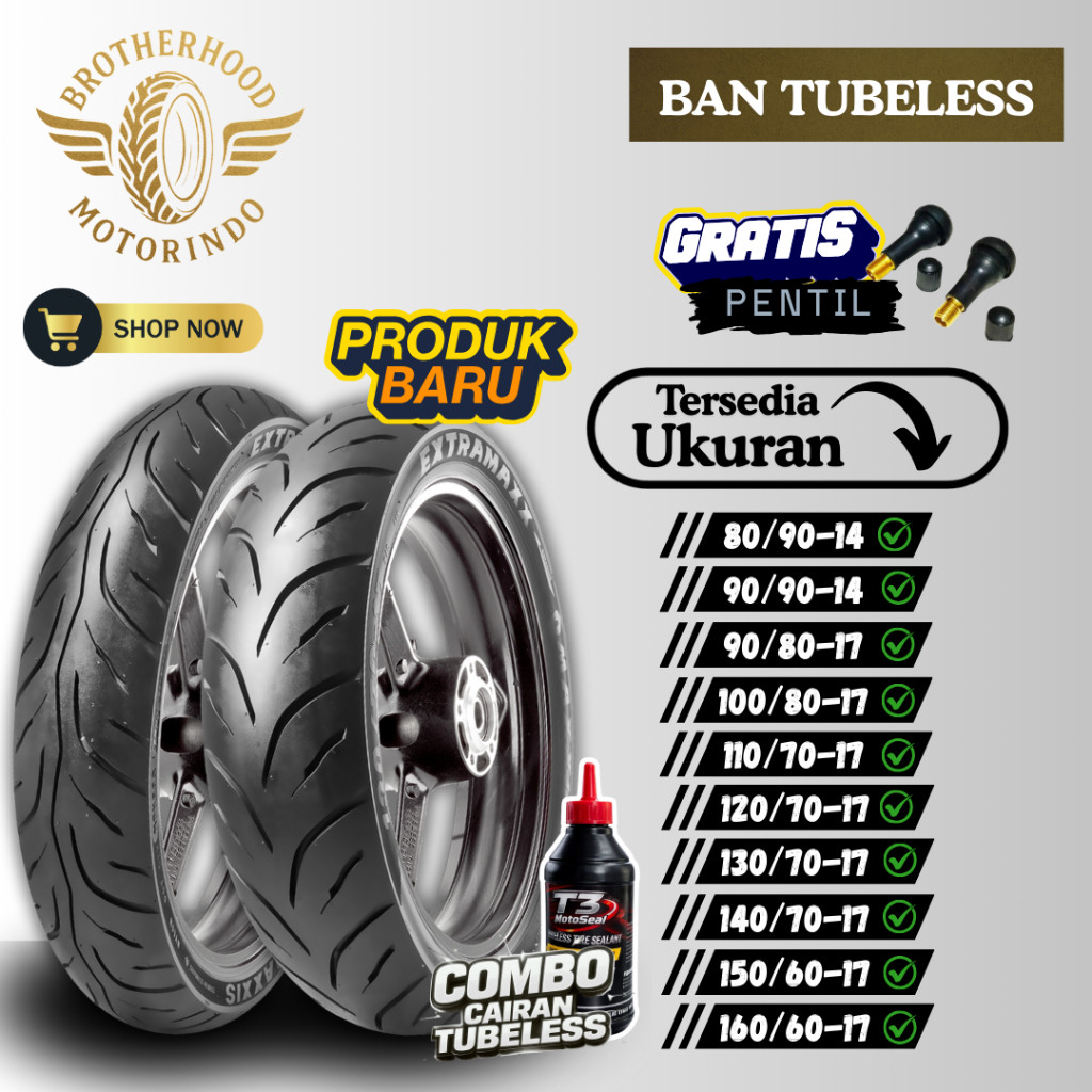 BAN MAXXIS EXTRAMAXX M6233 BAN TUBLES ( 90/80-17 / 100/80-17 / 110/70-17 / 120/70-17  / 130/70-17 / 