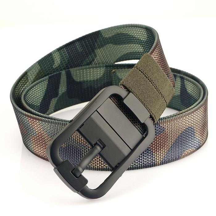 Reyfashion Store Bitzen Ikat Pinggang Pria Ganda Nylon Canvas 360° Gesper Putar Sabuk Berkualitas Pr