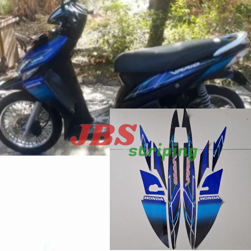 Striping stiker Honda Vario 110 karbu 2006  Hitam Biru
