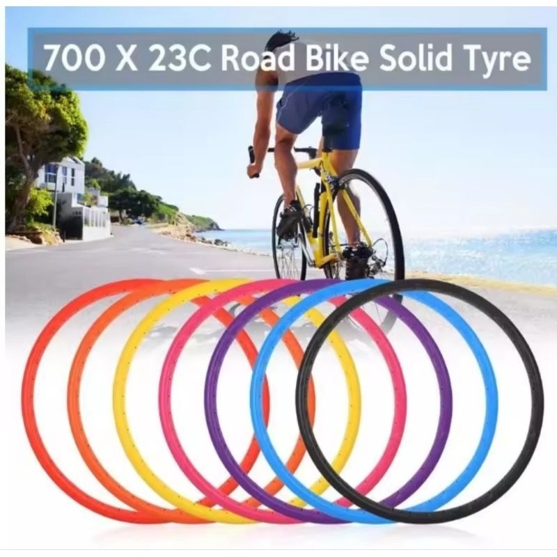 (angkasa jaya04) BAN PADAT ANTI BOCOR BAN SEPEDA FIXIE TUBLESS BAN MATI TANPA ANGIN