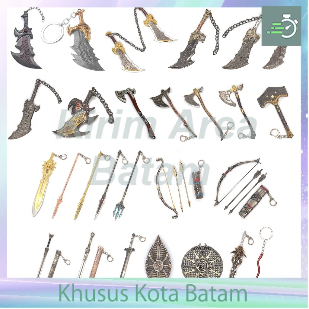 Keychain gantungan kunci game god of war weapon kratos axe leviathan