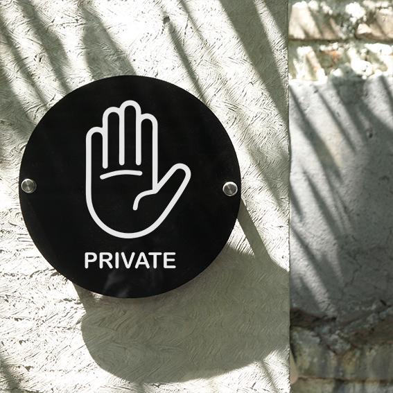 (Elecsy) Sign Private Akrilik Sticker + 1 Set Baut Stainless - INPI HOUSE - 20cm