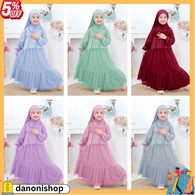 TERLARIS Gamis emilia / maxi anak perempuan / gaun pesta anak / gamis tileonde DNS