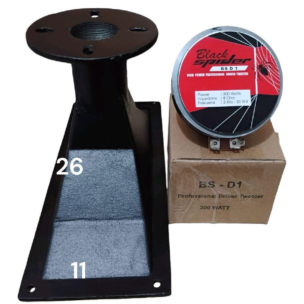 Speaker Tweeter Black Spider D1 300 Watt Plus Corong Besi 11x26 CM