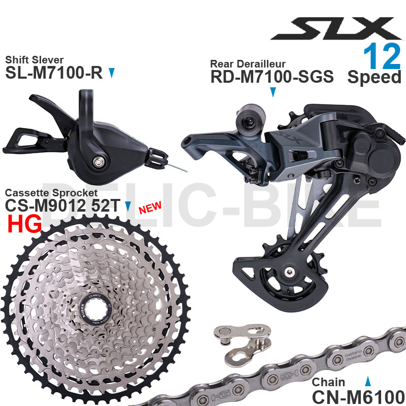 SHIMANO SLX M7100 1x12 Speed Groupset dengan Shifter, Rear Derailleur dan Cassette Sprocket 11-50T/5