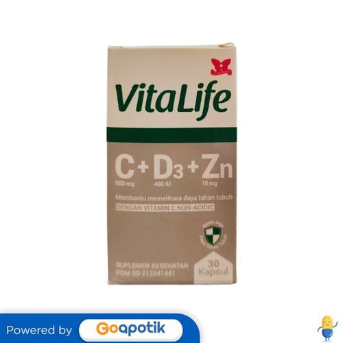 Vitalife C+D3+Zn Botol 30 Kapsul