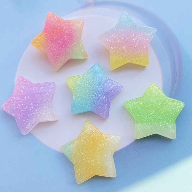10Pcs Kawaii Cute Mixed Colorful Stars Flat Back Resin Caboons Scrapbooking Y Jewelry Craft Decorati