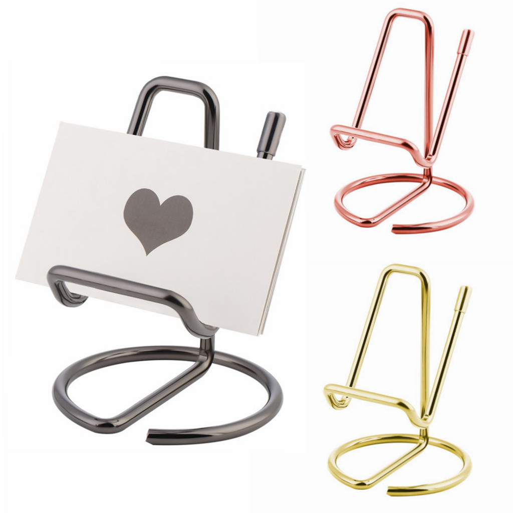 1PC Retro Gold Rose Gold Metal Card Holder for Desk Business Card splay Holder Stand Metal Office De