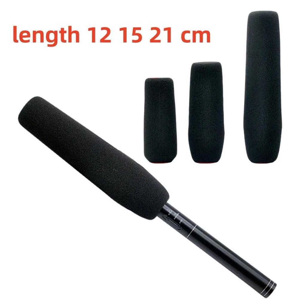 Mic Cover Microphone Windscreen Sponge Foam Cover For Mic Long Interview Camera Mic Black 12cm 15cm 