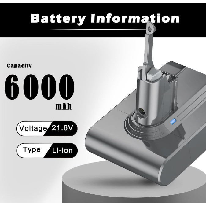 21.6V 6.0Ah/8.0Ah Reargeable Replacement Battery for Dyson V6 V7 V8 V10 Series SV12 DC62 SV11 SV10 H