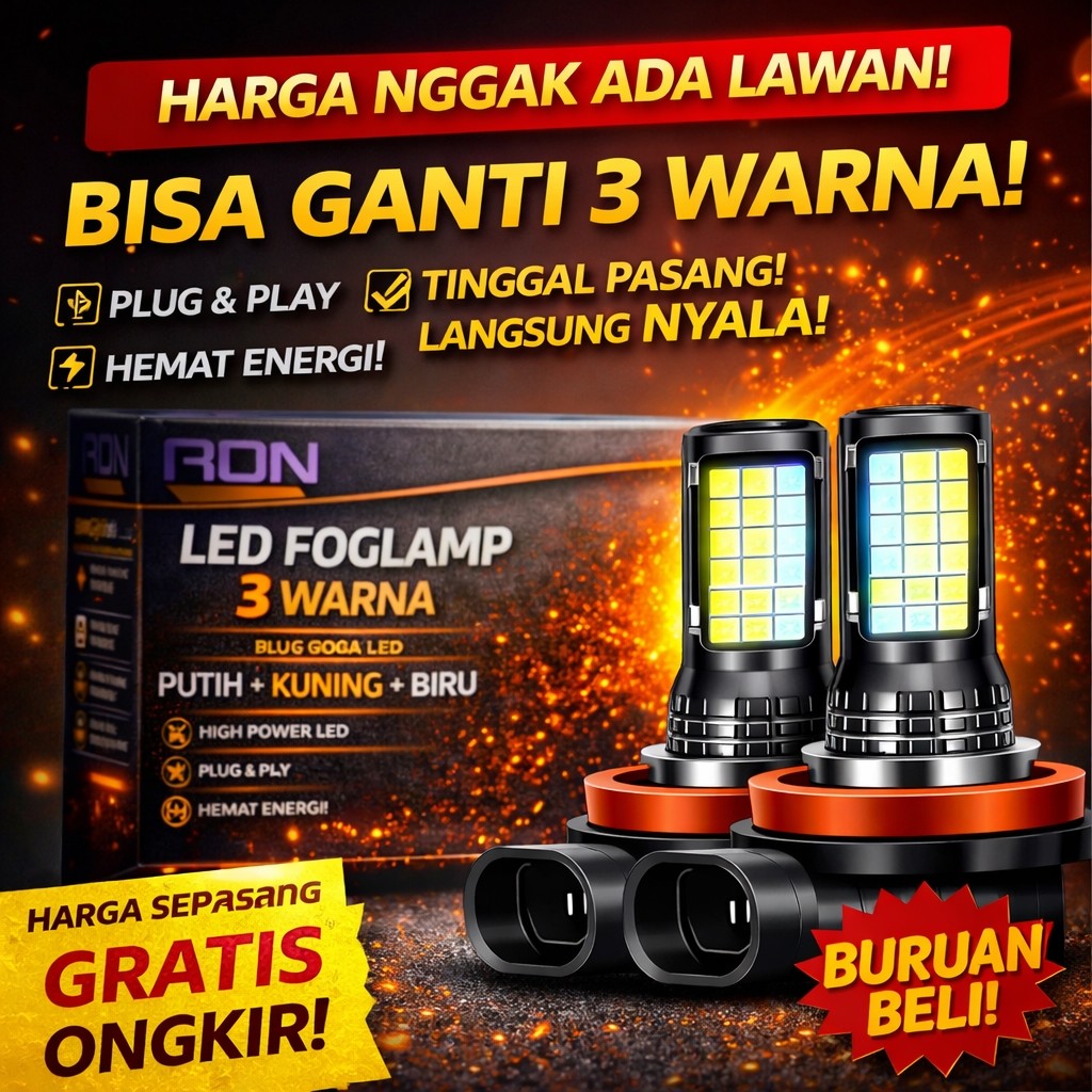 2 pcs ADN Foglamp LED Mobil H11 S3 3 Warna SuPERBRIGHT 36 Chip Plug & Play pnp avanza xenia innova r