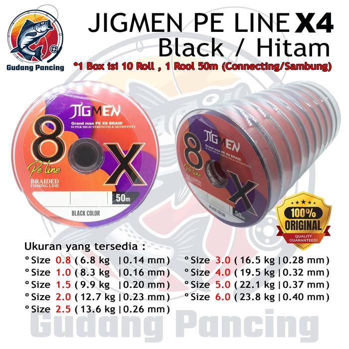 JMEN Senar Pancing PE  X4 ginal Warna Black Hitam Tersedia Beagai Ukuran Benang Pancing - • 0.8