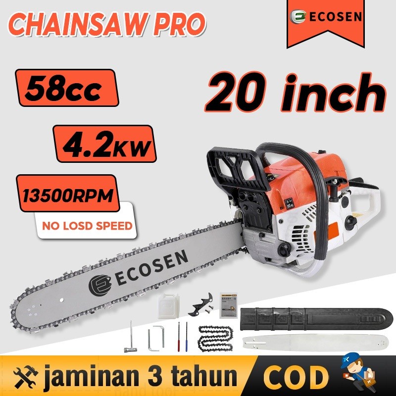 ECOSEN 20/22/24Inch Alat Outdoor Mesin Gergaji Mesin Potong Kayu Chainsaw Untuk Potong Kayu/Gergaji 