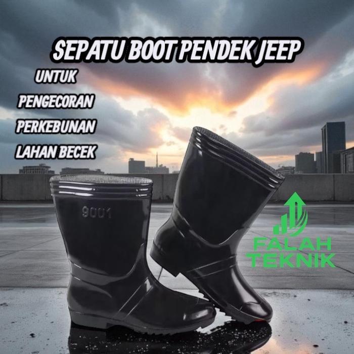 Sepatu boots JEEP pendek HITAM Sepatu Boot Hitam pendek Karet jeep