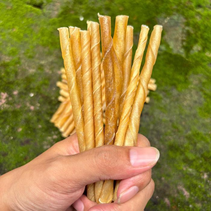 SNACK ANJING GIGITAN ANJING TULANG RAWHIDE MUNCHY TWIST 1 PACK 100PCS - NATURAL