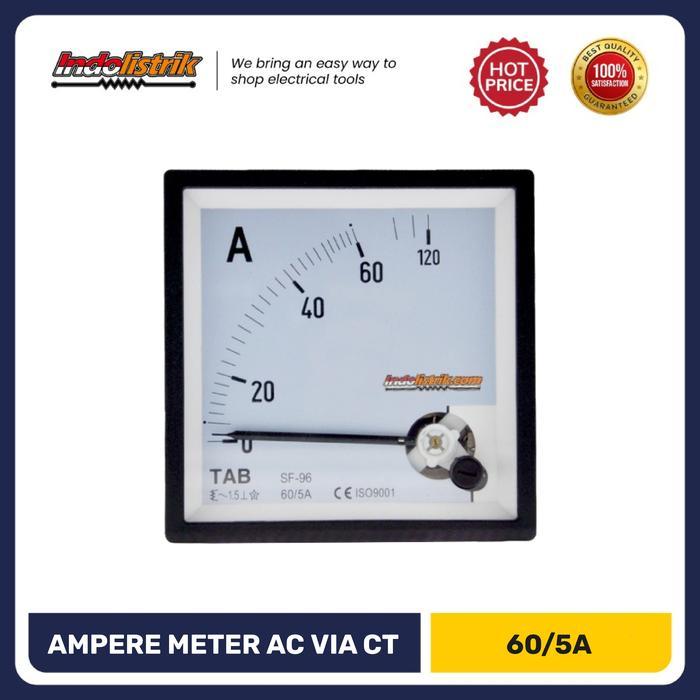 Ampere Meter Analog AC 60 / 5 A Via CT 96 x 96 TAB