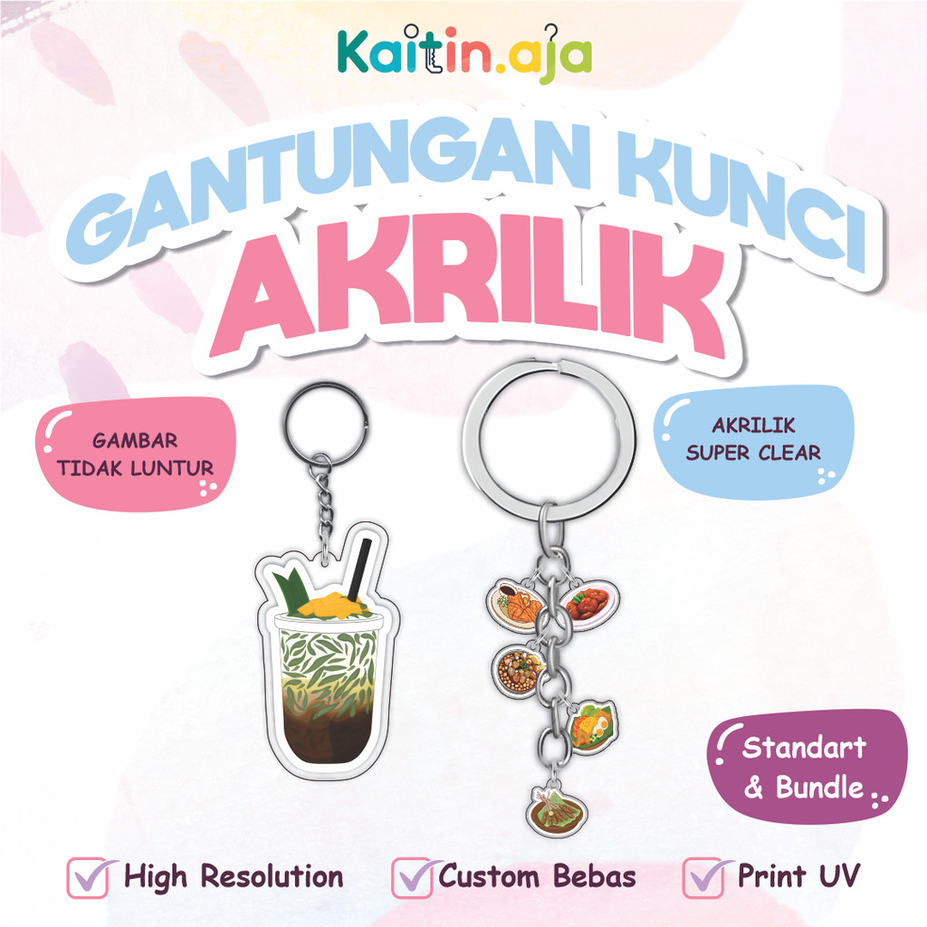 Gantungan Kunci Akrilik Makanan Indonesia Indonesian Food | Keychain Hadiah Unik Ganci Acrylic Keych