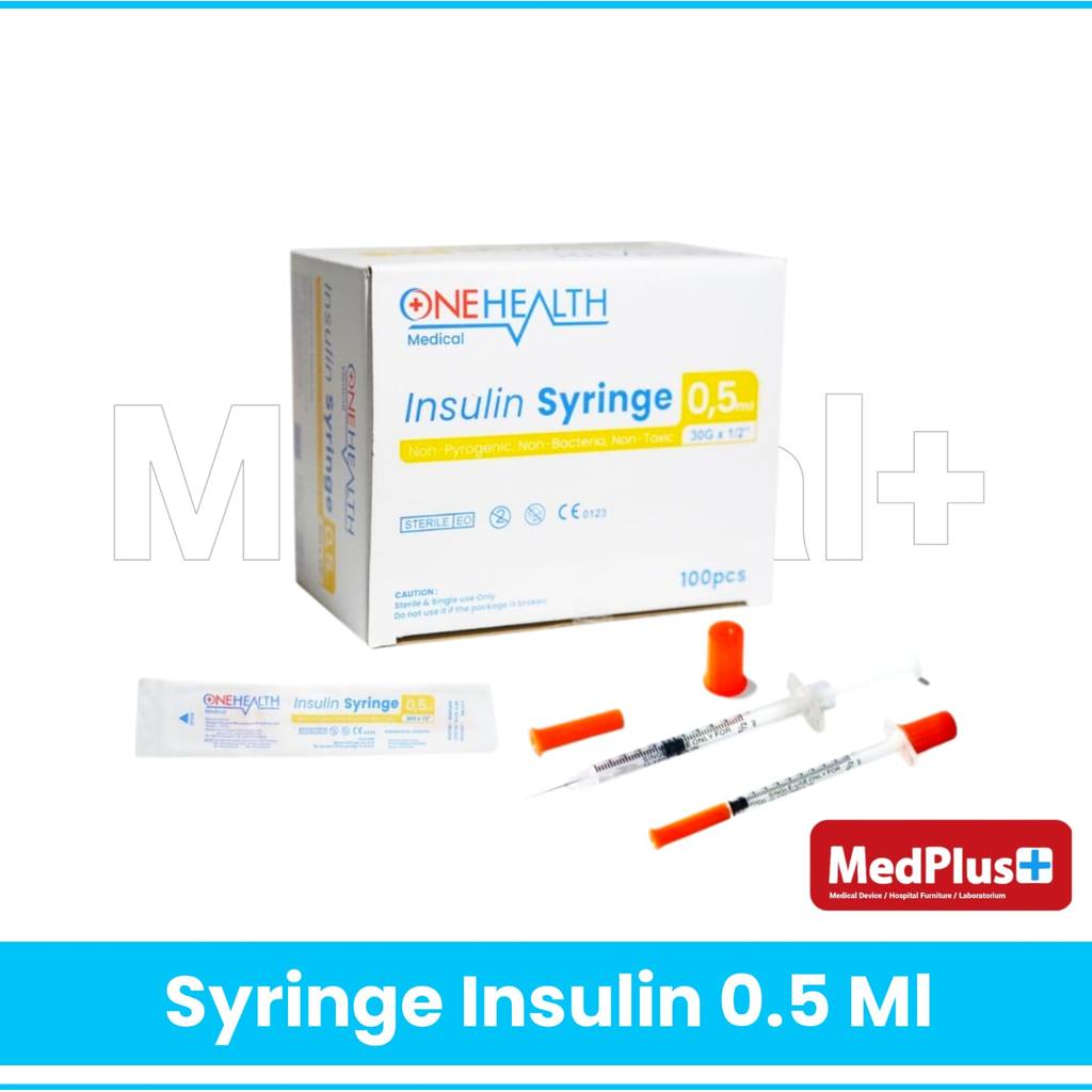 Onehealth Insulin Syringe 0.5 ML With Needle Jarum Suntik Insulin Steril / Box