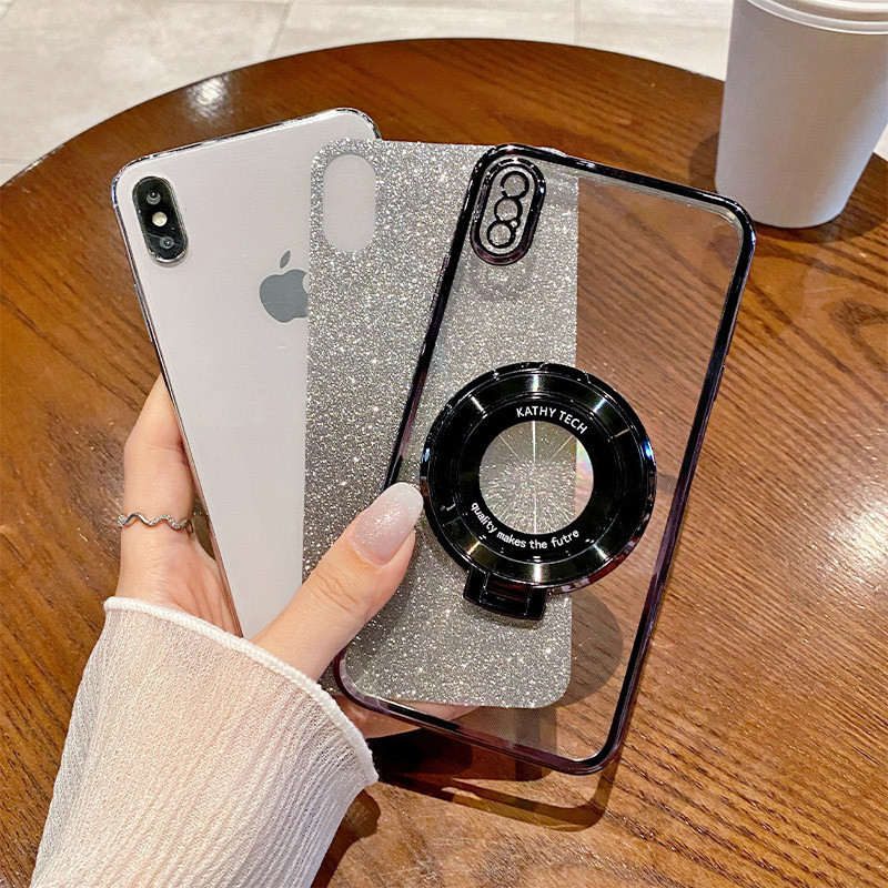 Softcase Glitter Realme C21Y C25Y dengan Magnet Holder, Pelindung HP Anti Benturan