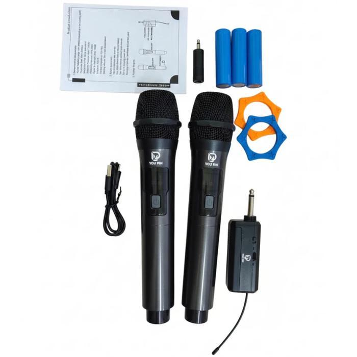 Wireless Microphone Karaoke 2 Mic With Receiver Mic Portae - Mic Universal V