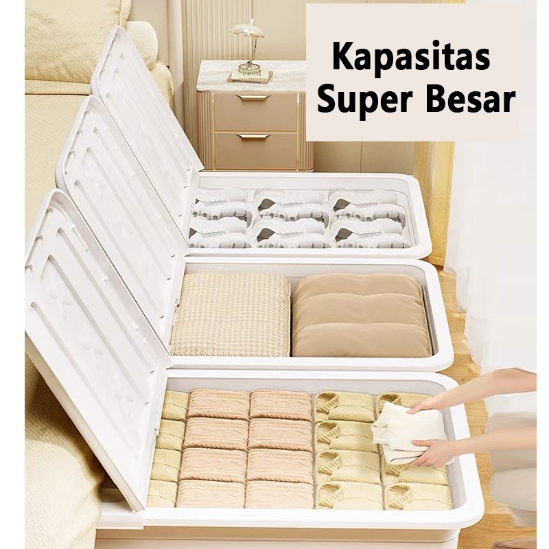 Box Penyimpanan Lipat Serbaguna Transparan, Tahan Kelembaban, Organizer Pakaian Praktis untuk Bawah 