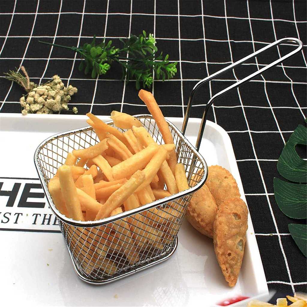 Keranjang Saringan Minyak Mini Skimmer Stainless Steel Serokan Gorengan Kentang Goreng Tirisan Estet