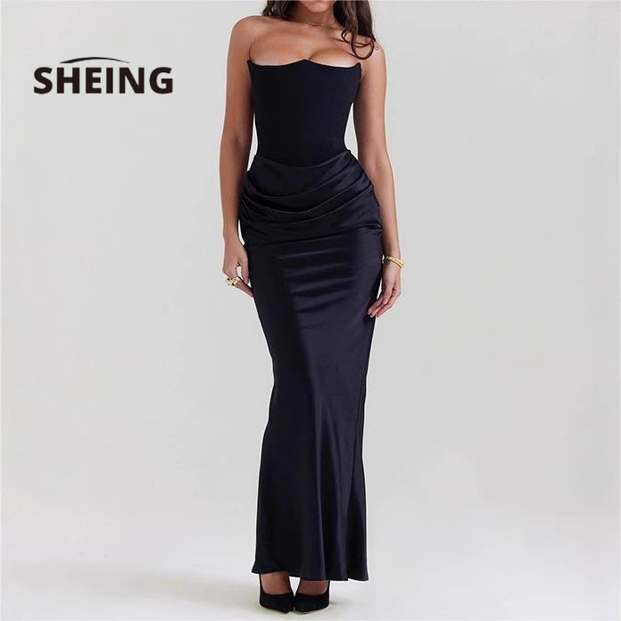 SHEING Eropa Dan Amerika Musim Panas Tanpa Lengan Wanita Fashion Tube Top Seksi Backless Slim Night 