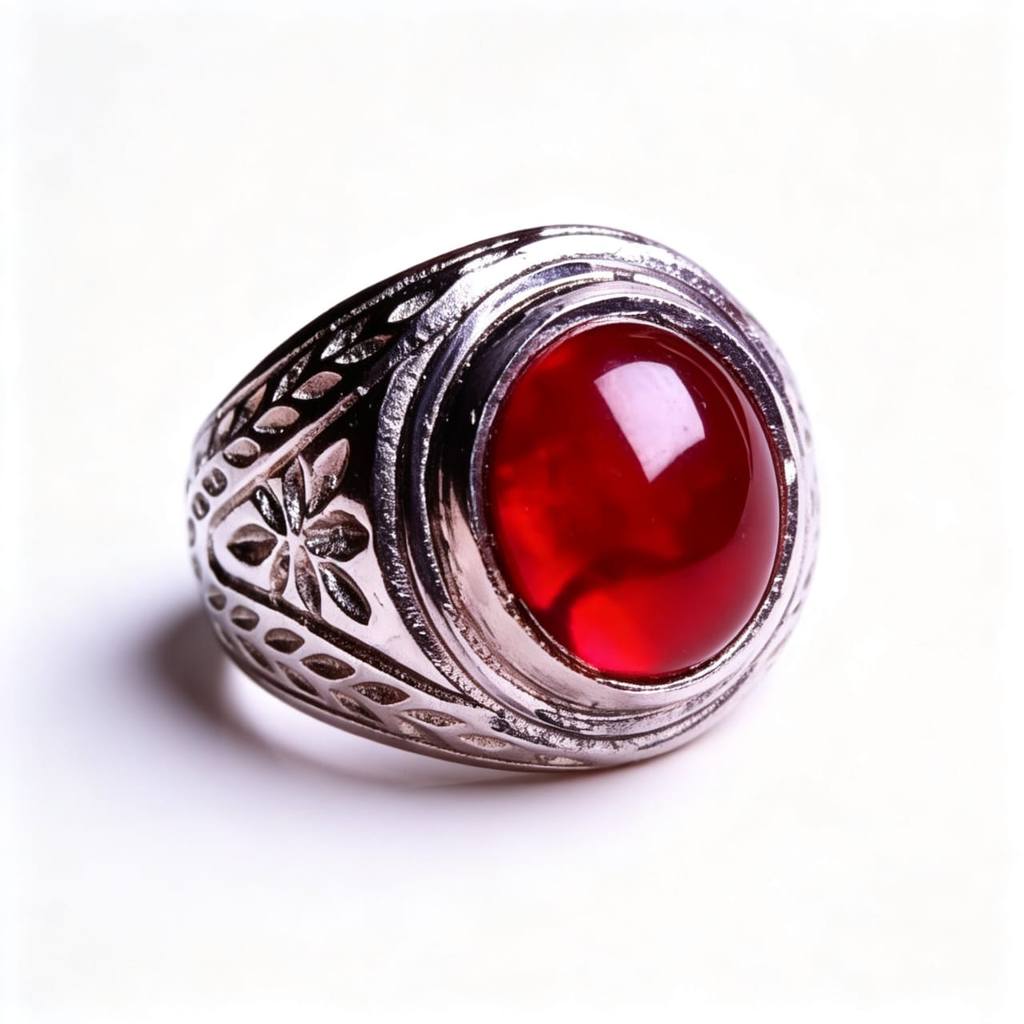 Cincin Batu Merah Siam 12mm – Cincin Akik Pria Elegan – Size Ring 5–12