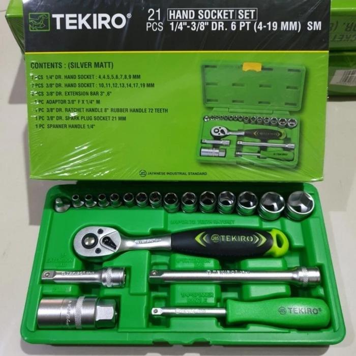 KUNCI SOK SET TEKIRO 21 PCS SOCKET WRENCH 1/4 - 3/8 TEKIRO 21PCS