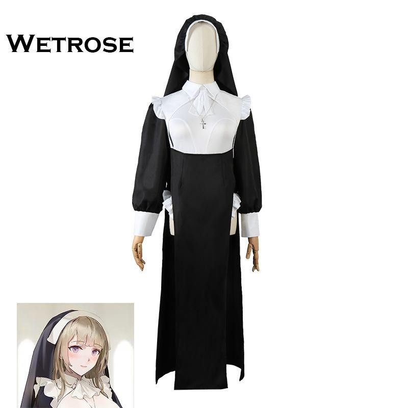 Wetrose Lady Suster Nun Sexy Cosplay Costume Full Set Uniform Chowbie Kostum Set Halloween
