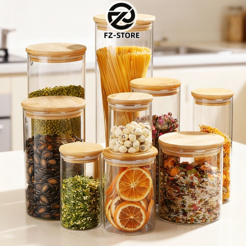 Toples Snack Kaca / Snack Jar Kaca / Toples Makanan Kaca / Toples Kaca Aestetik / Toples Kaca Tutup 