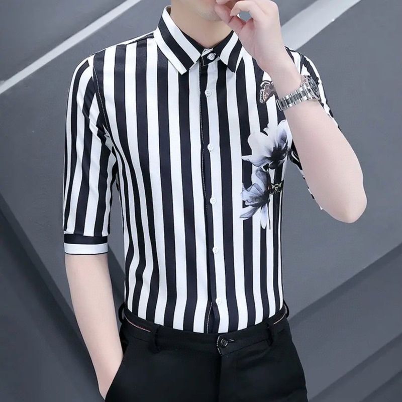 Men's Korean-style youth printed shirt