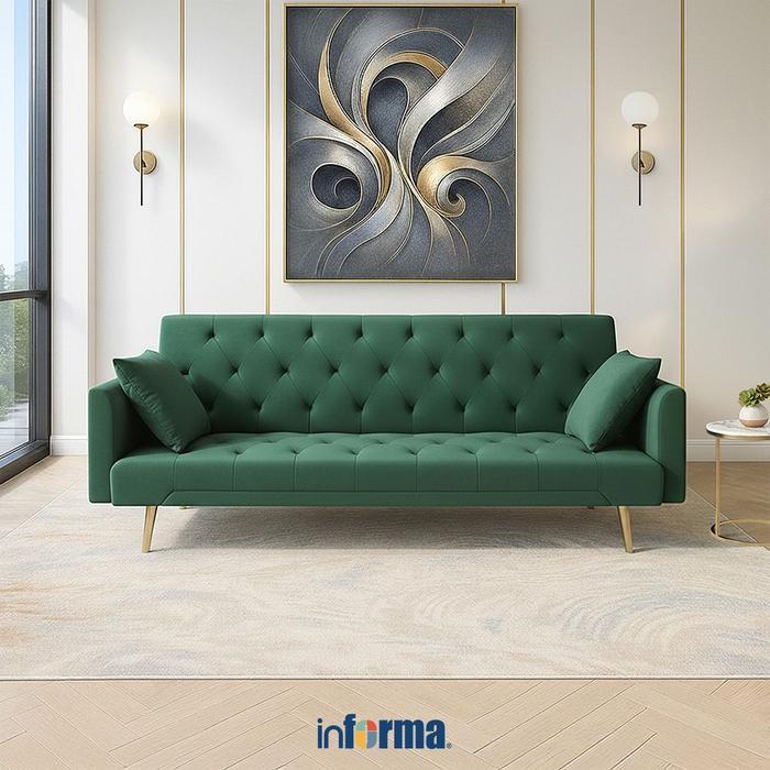 Informa Raya Sofa Bed Fabric Velvet - Hijau Sofa Lipat Tempat Tidur Lipat Sofa Minimalis Sofa Santai