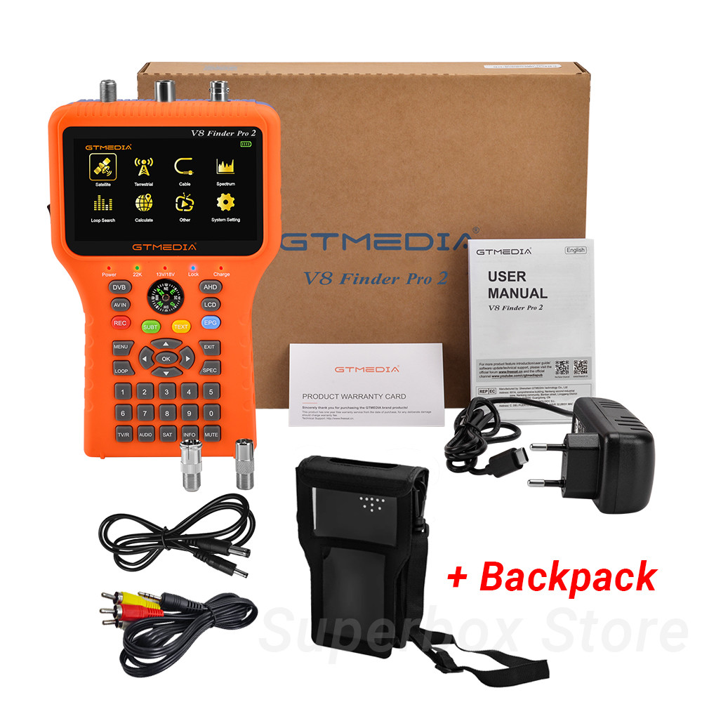 GTMEA V8 Finder Pro 2 H.265 Combo Meter DVB-S2X/S2/T2/C Spectrum Analyzer 4.3 in LCD Screen AHD Came