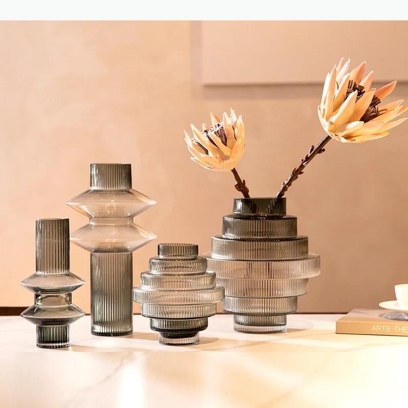 Glass Vase Tower Shaped Flower Arrangement Hydroponic Flower Pot Geometric Desktop Decorative Flower
