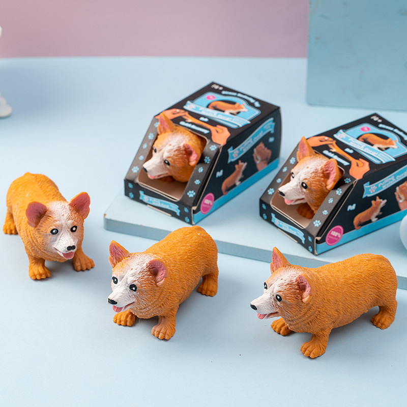 Pulling Toys Slow Rebound Corgi Dog Squeeze Toys Pull Sand Squishy Stress Ball Anti-stress Toys Fidg