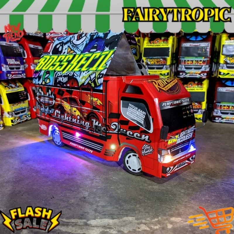 PROMO MURAH MINIATUR TRUK OLENG KAYU FULL LAMPU KELIP MURAH GROSIR MAINAN miniatur truk oleng miniat