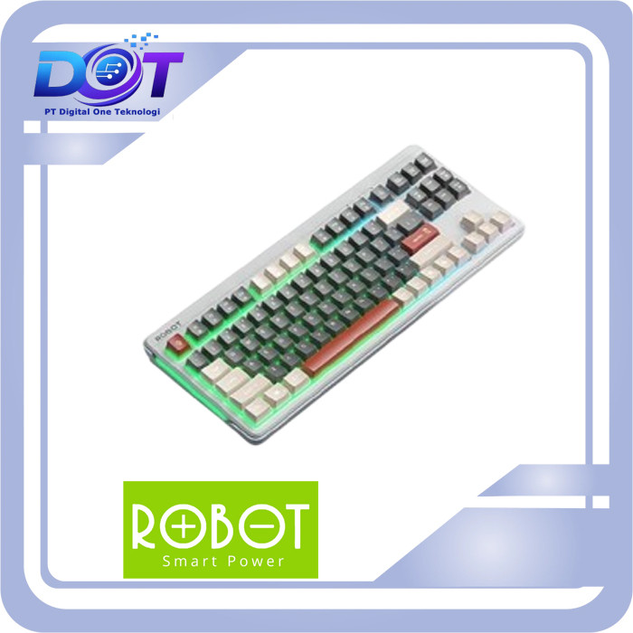 ROBOT RK50 PBT GREY Keyboard Gaming TKL 89 Keys Membrane With PBT Keycaps Rgb
