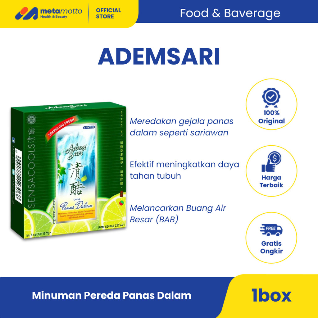 Adem Sari 1 Box Isi 12 Sachet untuk Panas Dalam - Metamotto