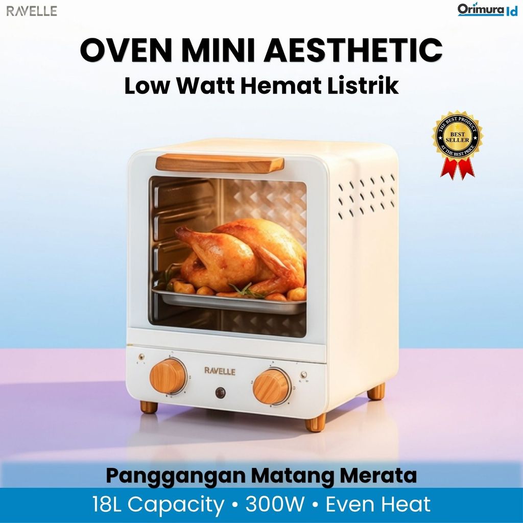 RAVELLE Oven Listrik 18L Low Watt 350W 700W Oven Mini Aesthetic Hemat Listrik Panggang Roti Kue