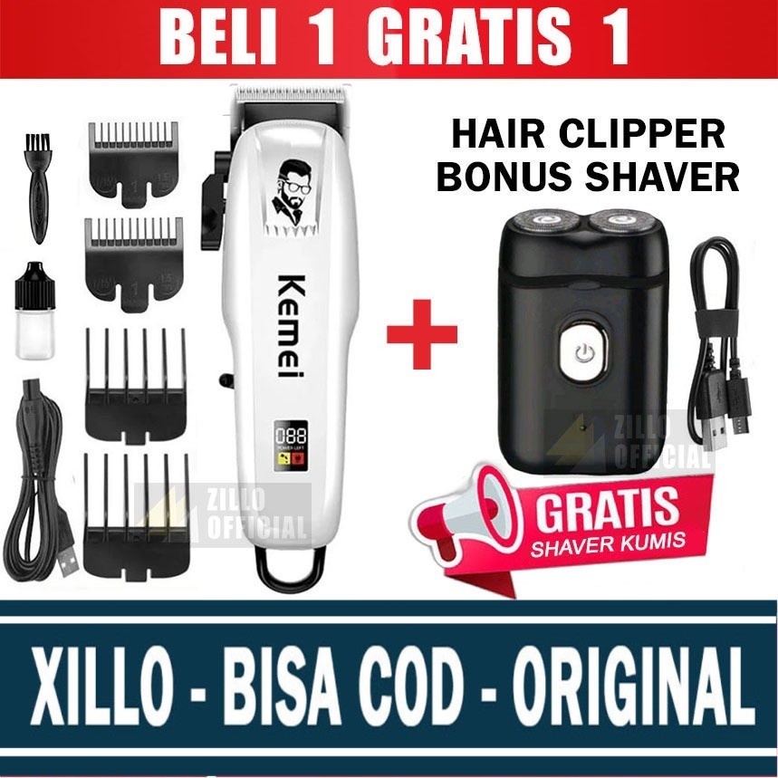 XILLO - Alat Cukur Rambut Barbershop Alat Cukur Cas Elektrik Bonus Shaver Pencukur Kumis Jenggot