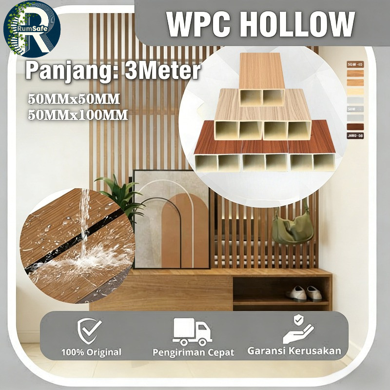 Partisi Hollow Kisi Kisi WPC Kotak Panjang 3Meter Wall Panel PVC Dinding